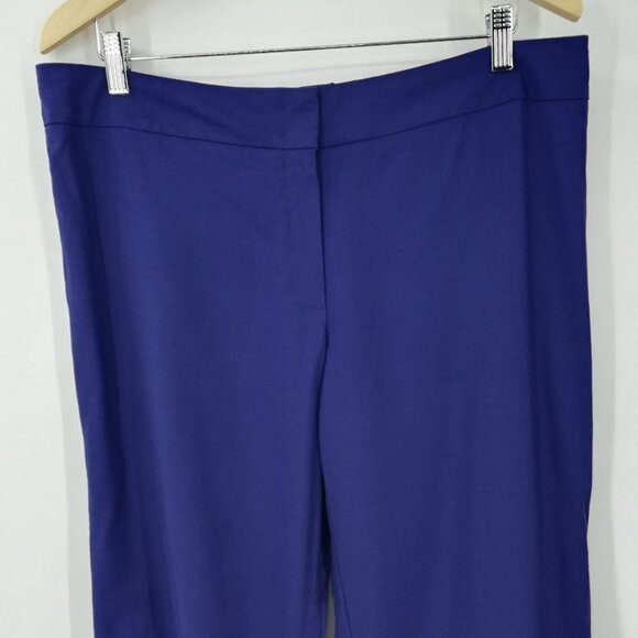 Escada Flat Front Trousers Size 44 US 14 Wool Silk Cropped Blue Lightweight - Picture 3 of 12